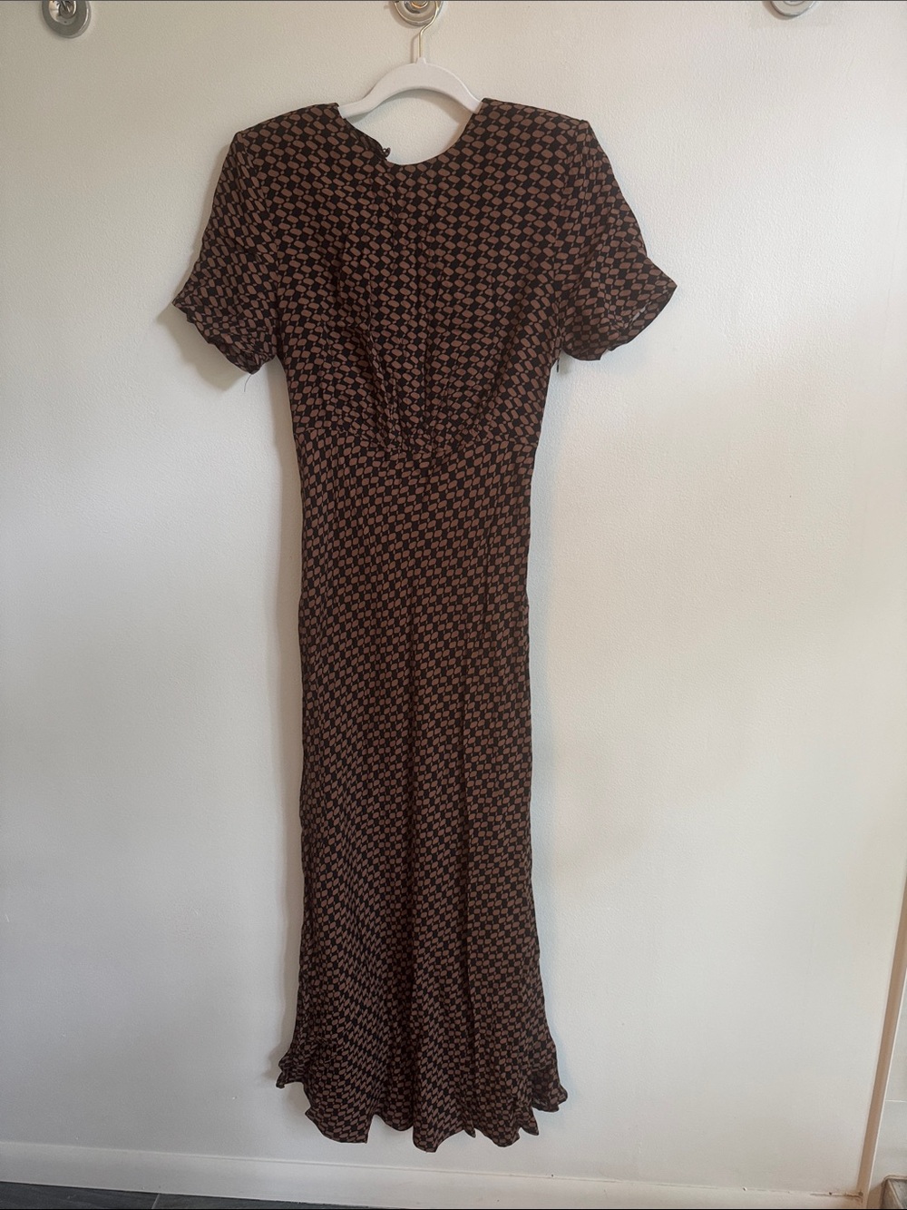 DISSH Brown Patterned Short-Sleeve Maxi Dress